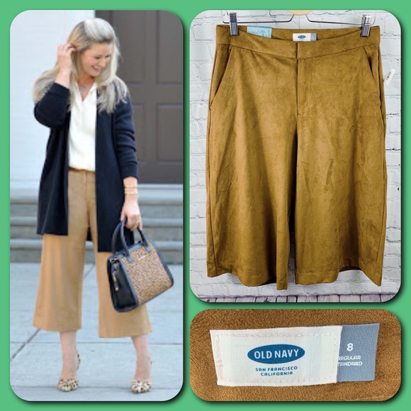 Old Navy Pants - Old Navy Brown Suede High Waisted Culotte Pants